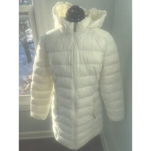 Calvin Klein Large White Long Packable Down Puffer Jacket Warmth Technology